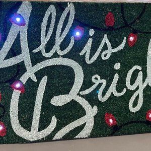 Pottery Barn All is Bright Light Up Doormat Christmas Holiday